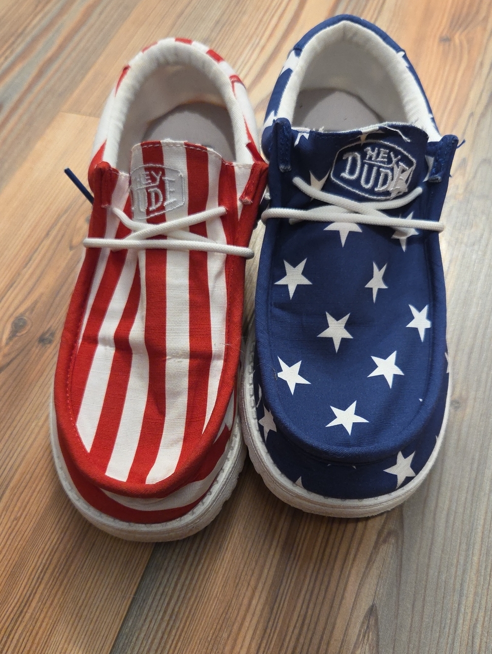 Hey Dude Slip-On Sneakers in Red, Blue & White Stars and Stripes